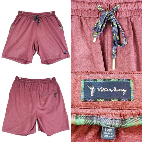 William Murray Golf Shorts Mens Size Large L Berry Straight Fit Drawstring - Picture 1 of 10